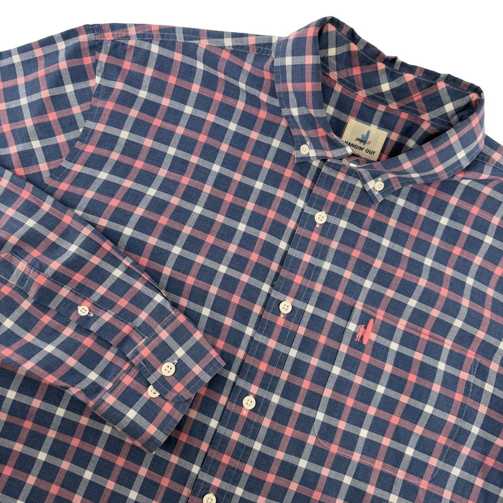 Johnnie-O Men's XL Hangin' Out Plaid Button Down Shirt Long Sleeve Casual Cotton